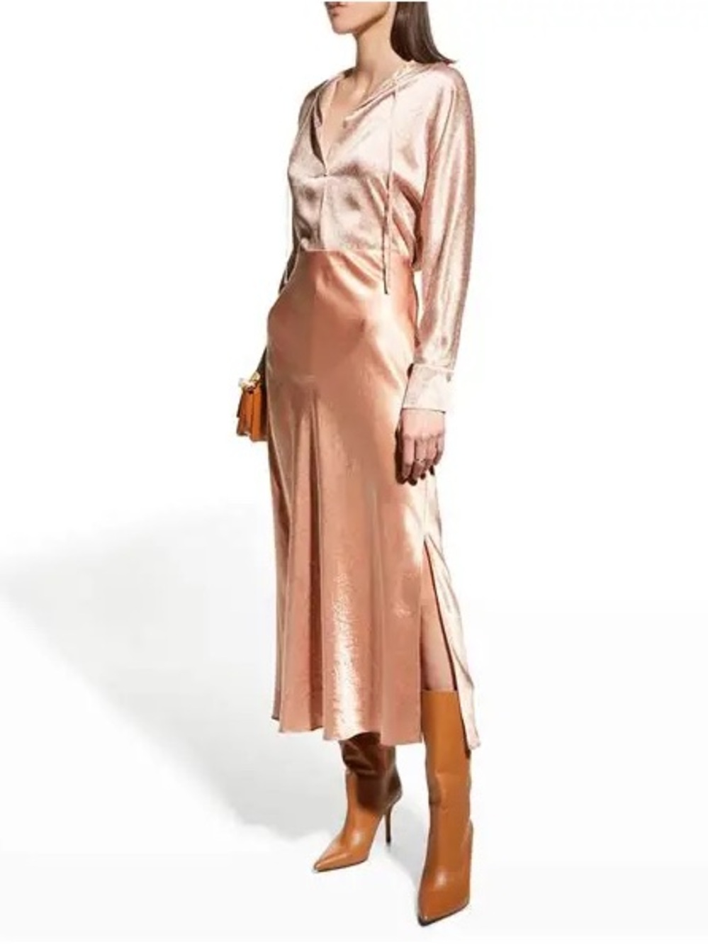 Vince Satin Side-slit Slip Skirt - Picture 3 of 5